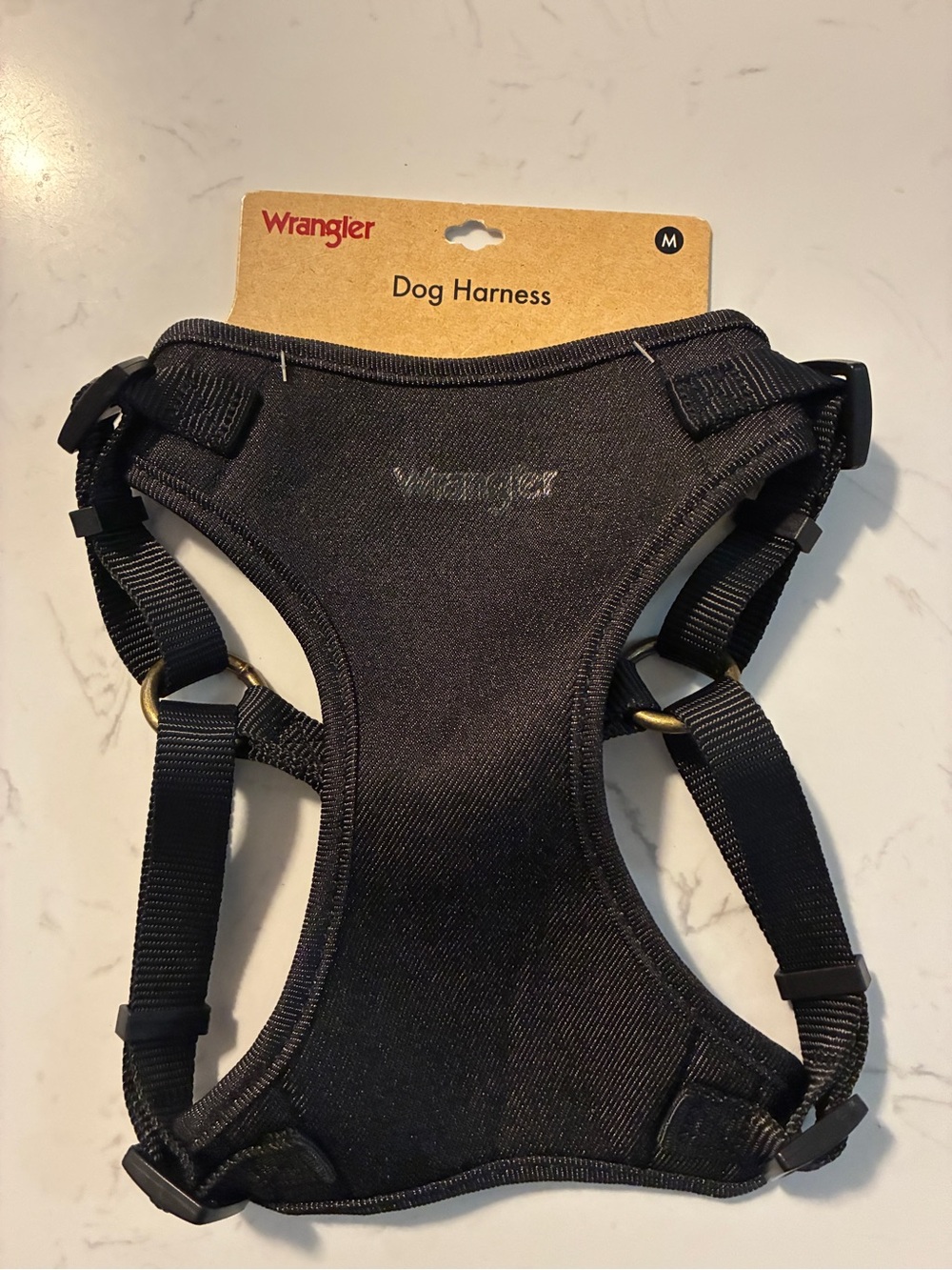 Wrangler Adjustable Dog Harness Black Medium Padded Mesh NWT New